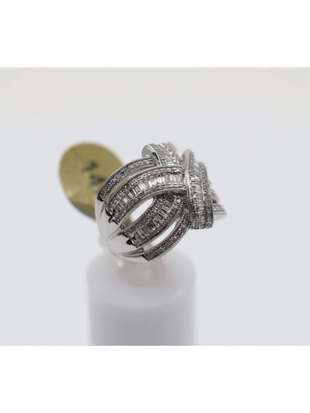 EFFY 14K White Gold 2.00ct Round Baguette Diamond Woven Crossover Ring - Size 7